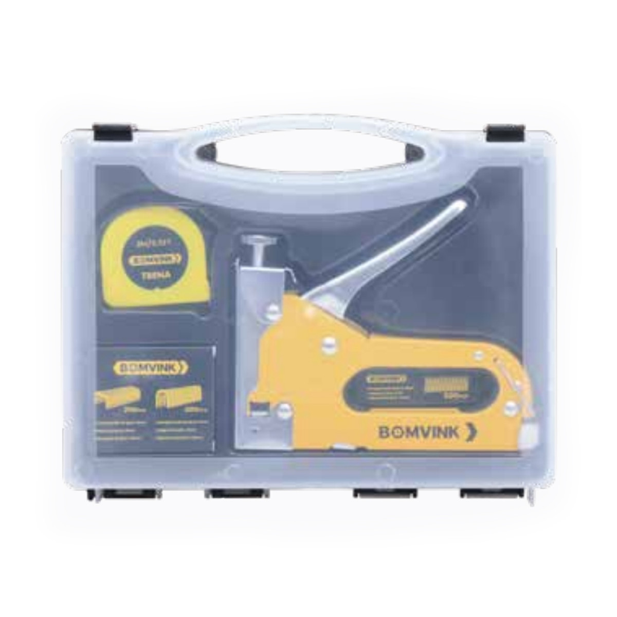 Grampeador Tapeceiro com Trena 2 Metros + 1100 Grampos e Maleta