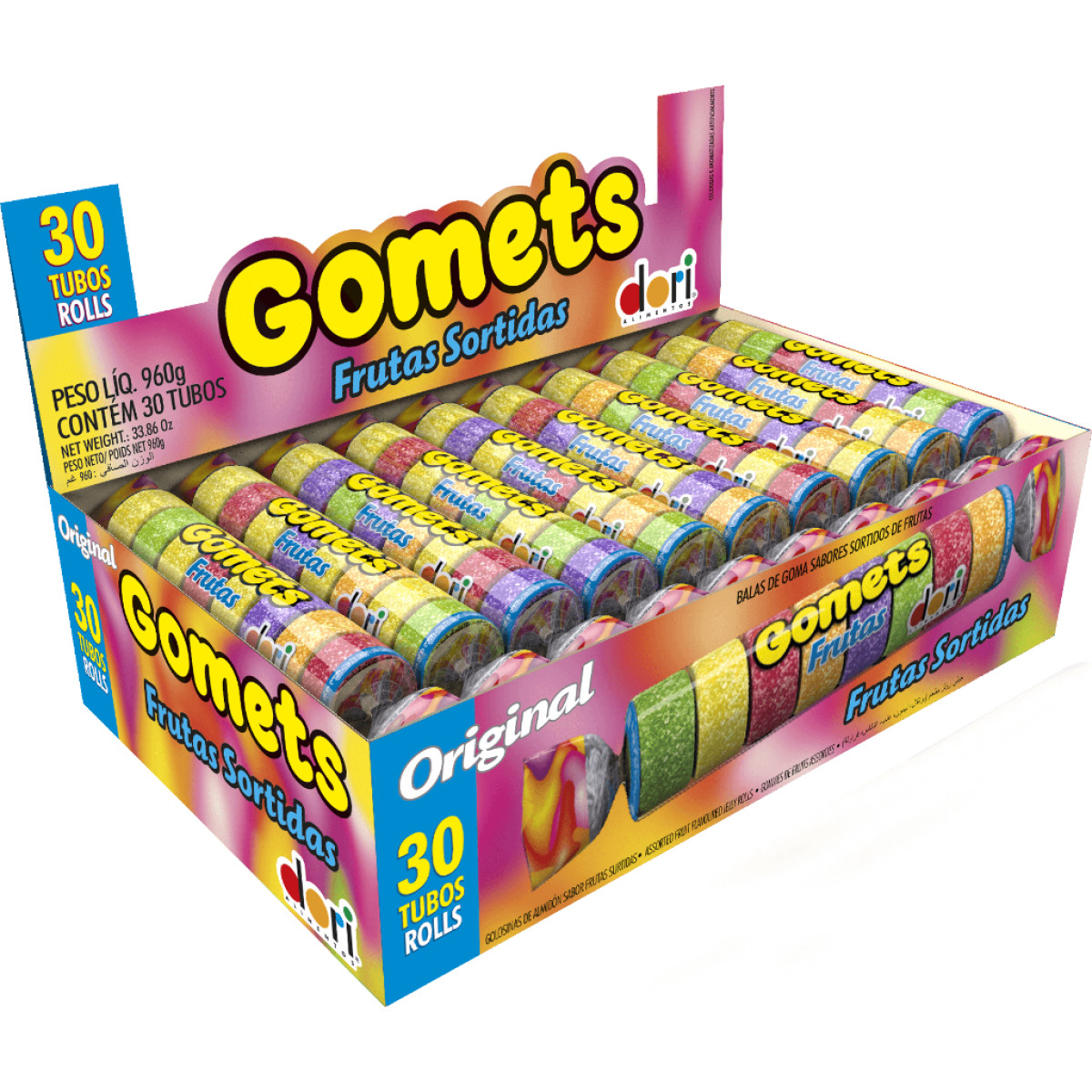Bala de Goma Gomets Tubo Frutas c/30 - Dori