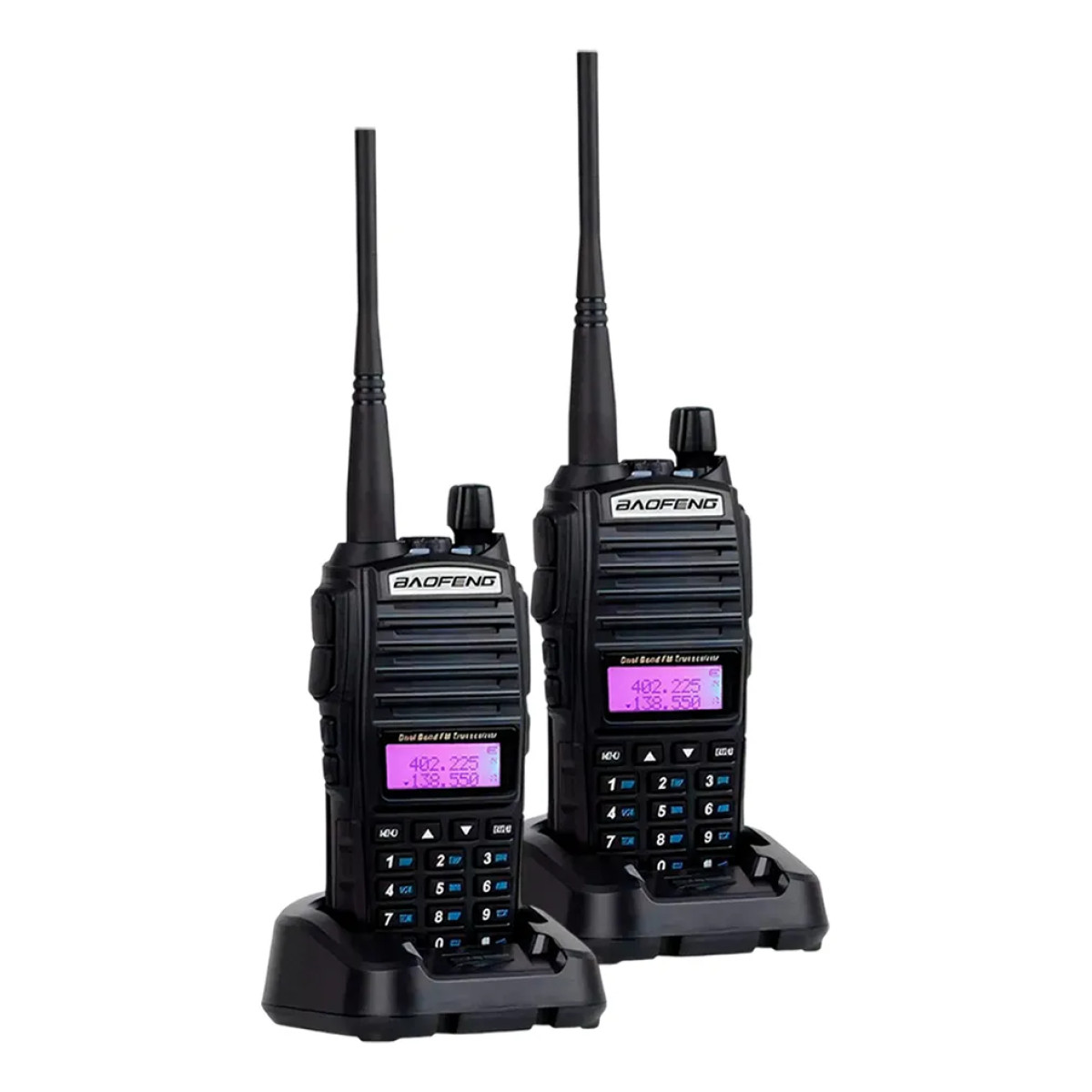 Kit 2 Rádio Ht Baofeng Uv-82 Dual Band Vhf/uhf Longo Alcance Preto Vhf/uhf 127/220v