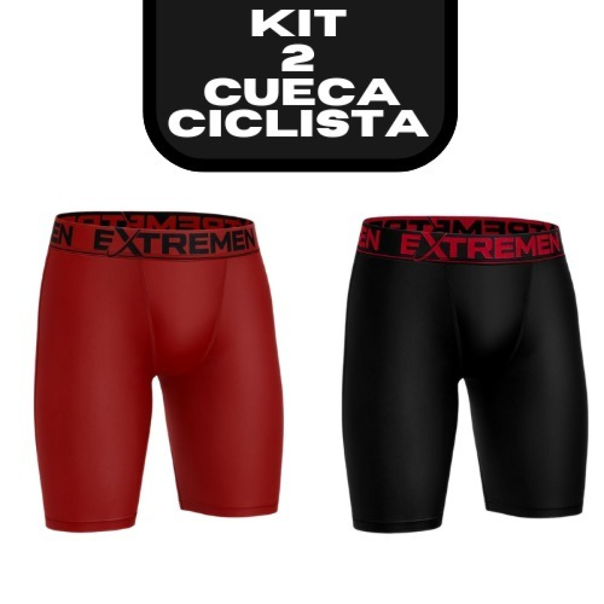 Kit 2 Cueca Box Ciclista Boxer Perna Longa Lisa Microfibra