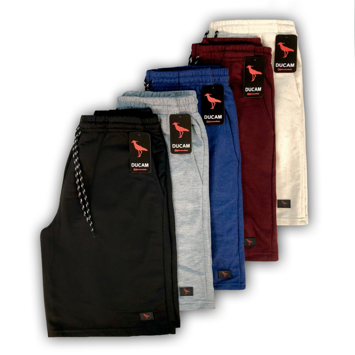 Kit 5 Bermudas Masculina Moletom Lisas e Listradas Confortável Academia Algodão e Poliéster