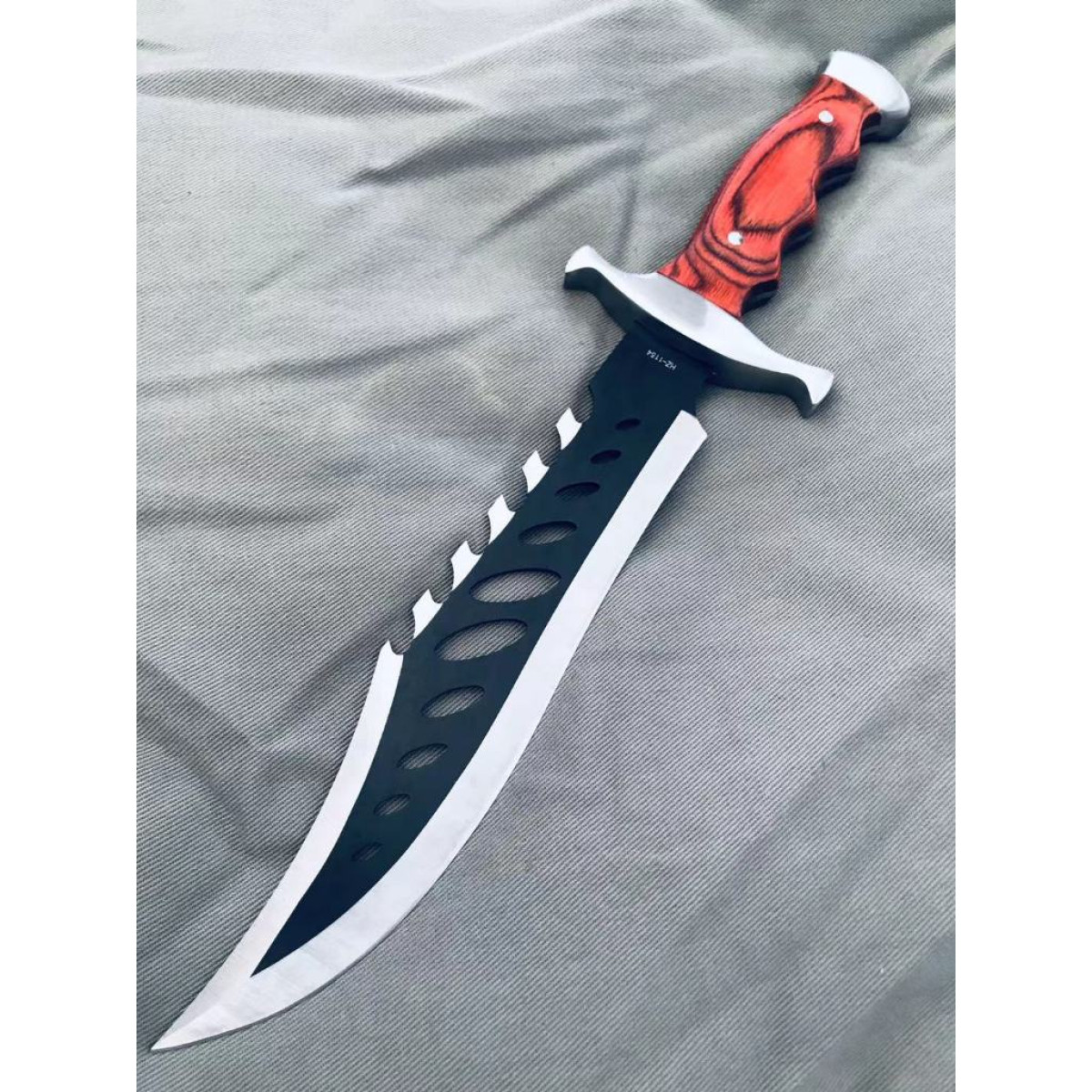 Facão De  Esportiva Lamina Prata Black Aço 440 C/ Serra+ Bainha Kim