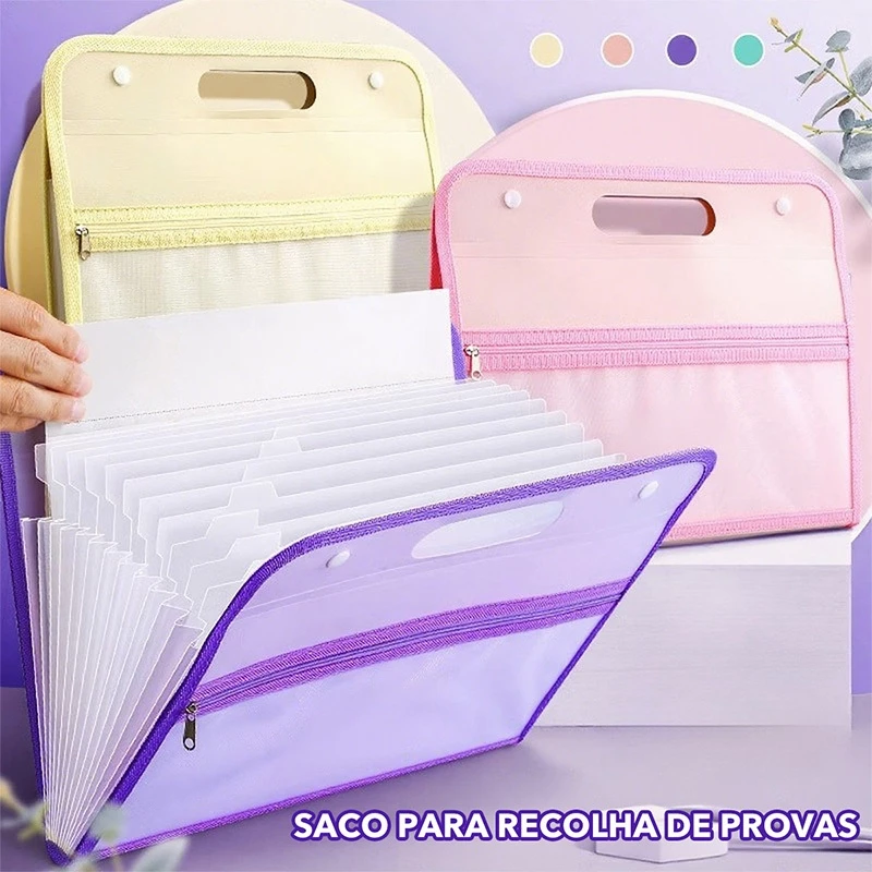 Pasta Sanfonada Para Documento Com 13 Divisórias E Pasta Prancheta Tamanho A4 Escritório Escolar