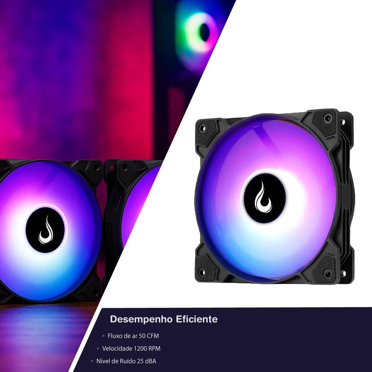 Kit 7 Fans Ventoinhas Cooler | Gamer | Rise Mode X Argb Preto