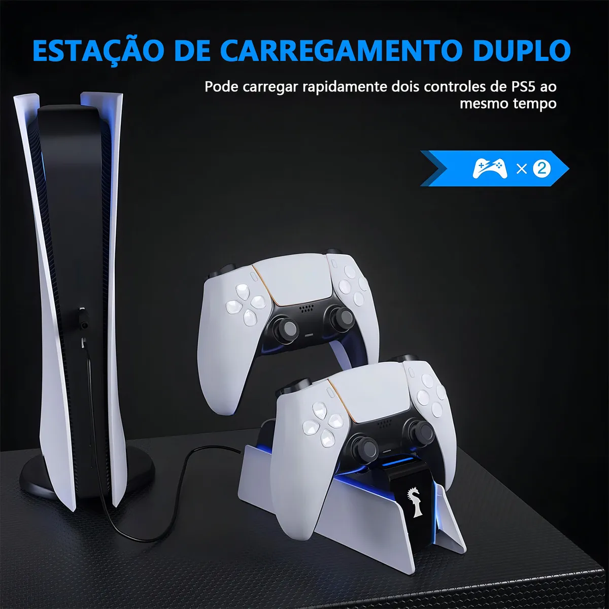 Base De Carregamento Controle Para Ps5 Dualsense Kingster Branco/preto 127/220v