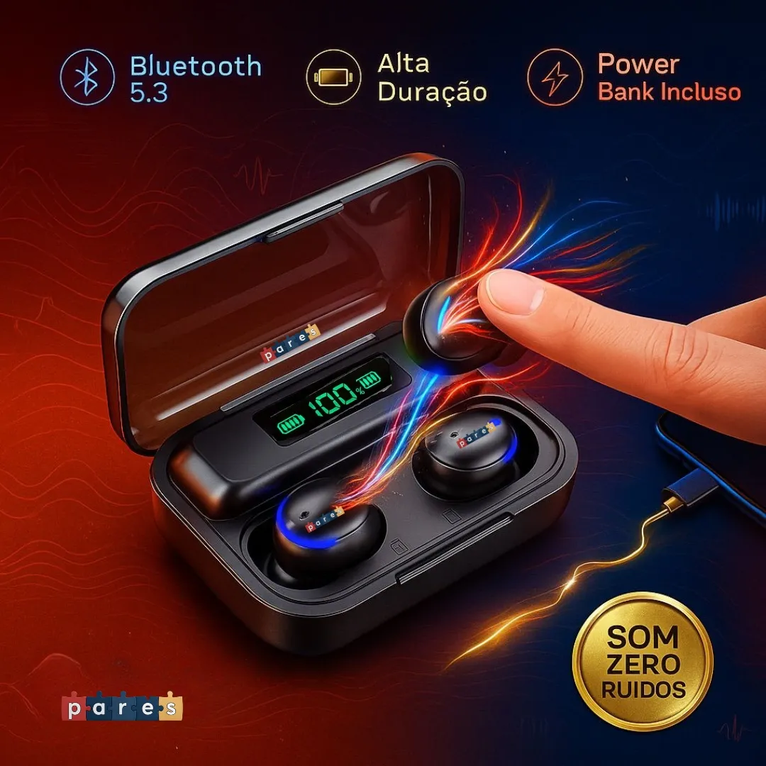 Fone De Ouvido Sem Fio Bluetooth F9-5 Pares Som Imersivo Powerbank Moderno Bateria Longa Duração
