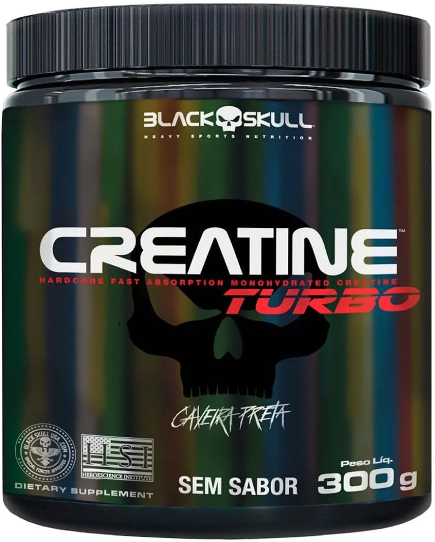 Creatine Turbo – sem sabor - Pote 300g - Black Skull