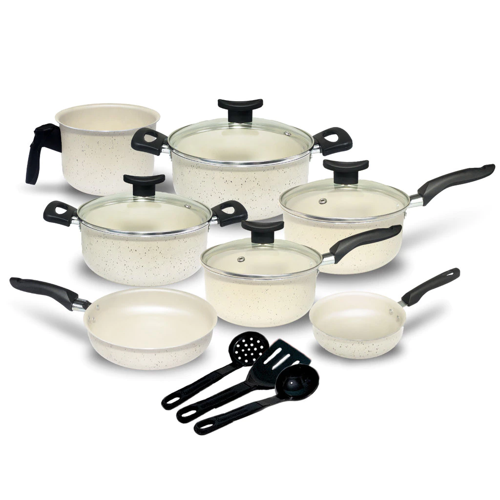 Conjunto Jogo de Panelas Teflon Viena 10 Pçs Antiaderente Tampa de Vidro