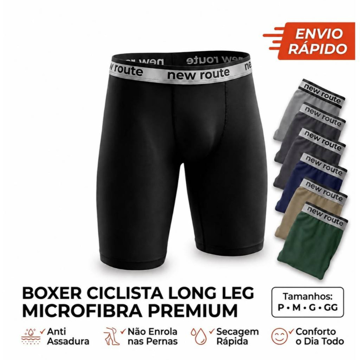 Kit 2 Cueca Box Ciclista Boxer Perna Longa Lisa Microfibra