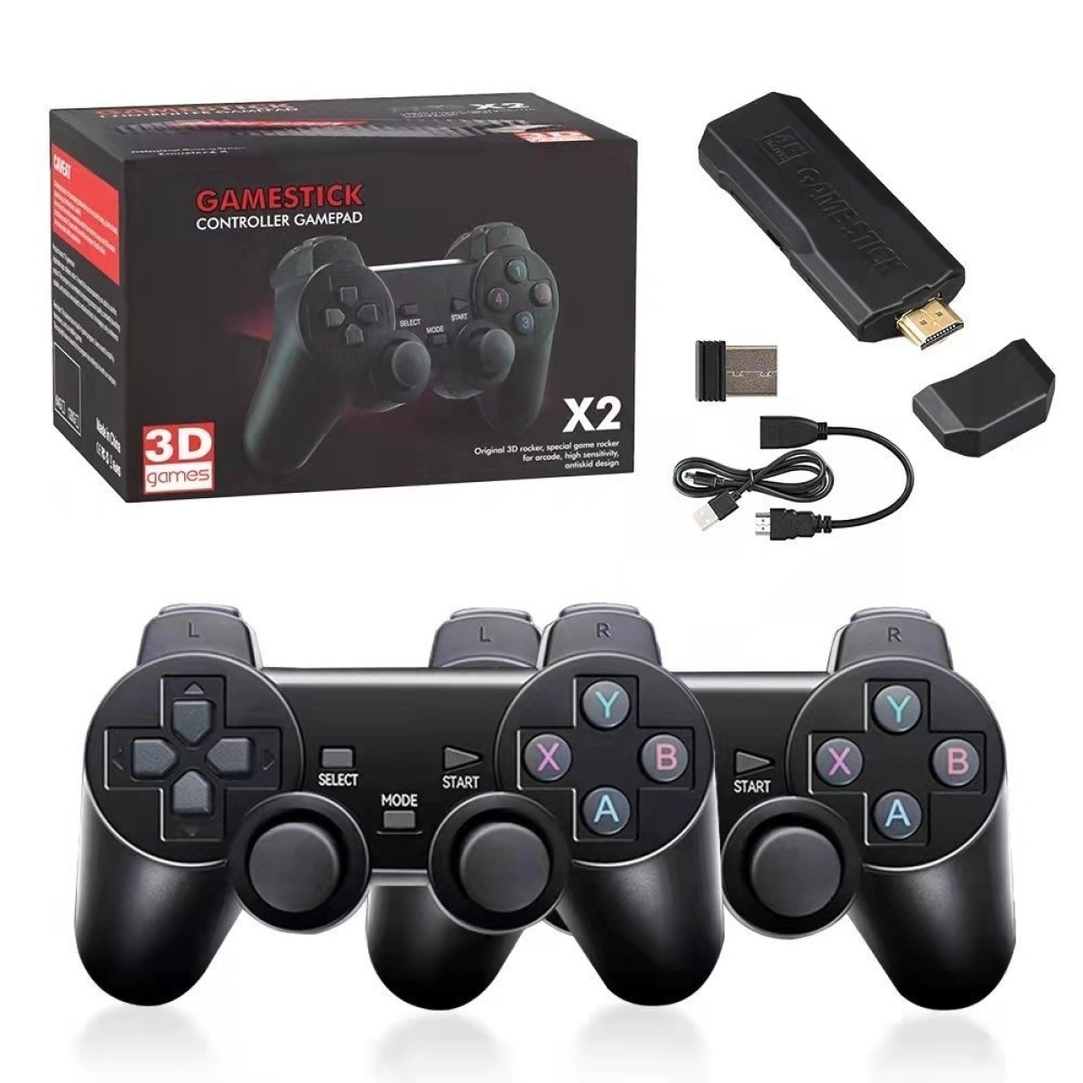 Console Game Stick 4 Life 3D - Preto + 2 Controles Wireless (Com 10000 Jogos) Ming