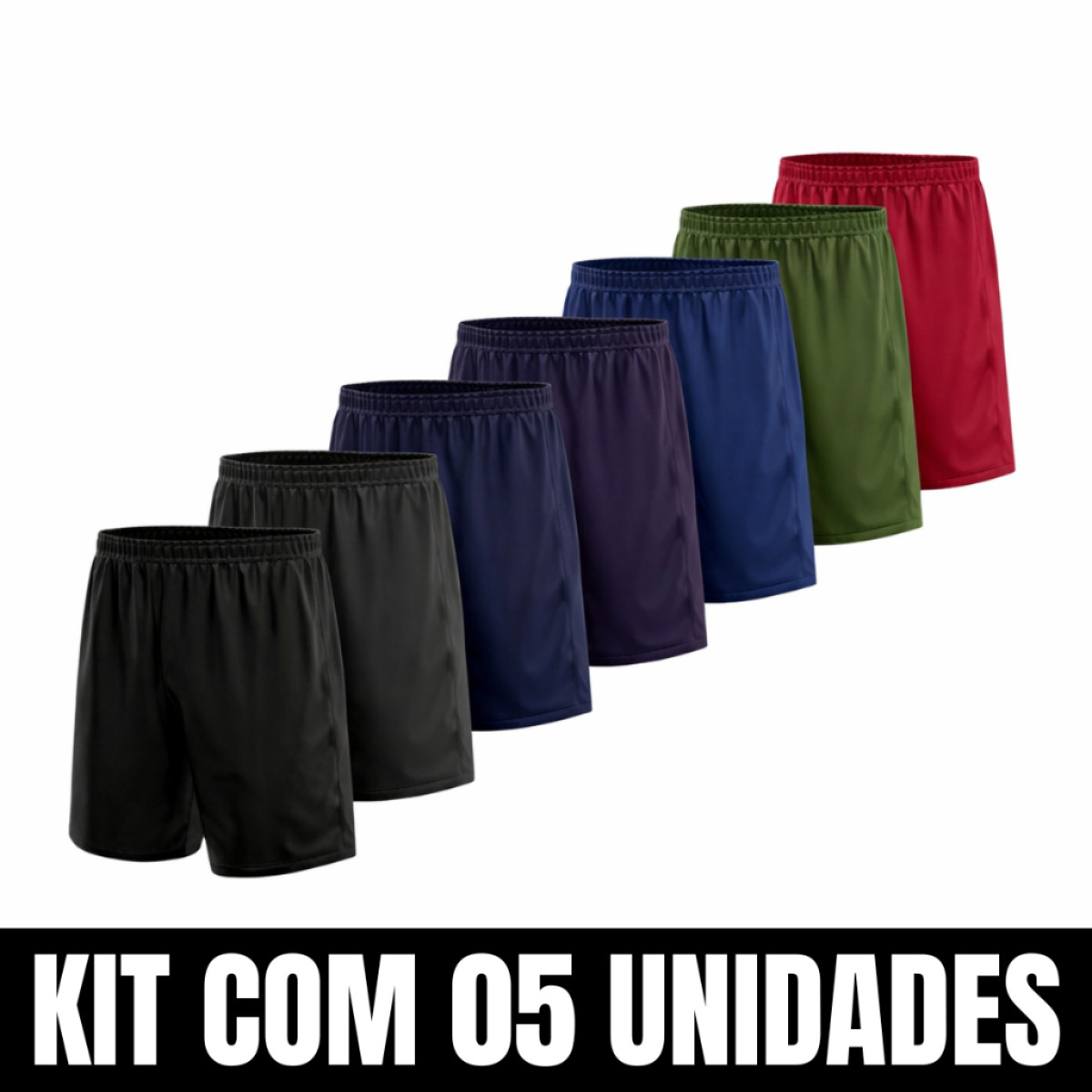 Kit 5 Bermuda Masculina Short Calção Futebol Academia Praia Caminhada Lazer Cores Sortidas