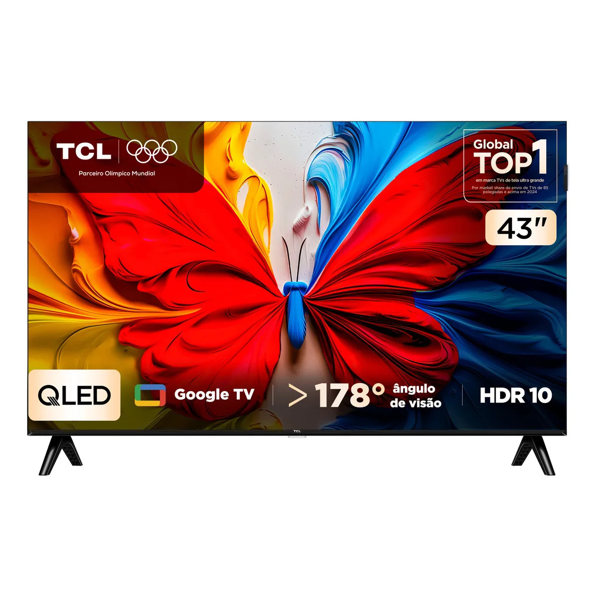 Smart TV TCL 43 Polegadas Full HD QLED S5K WiFi Bluetooth Google TV 2 HDMI HDR10 Dolby Audio 43S5K