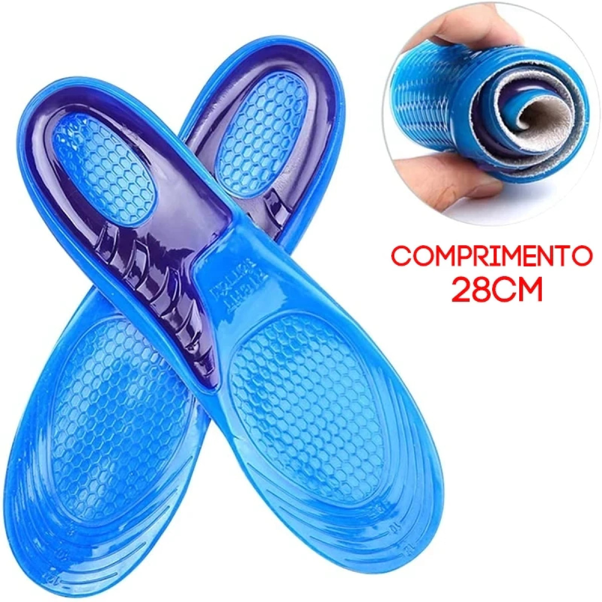 Palmilha Ortopédica Gel Silicone Anti-Impacto - Alívio Dores nos Pés - Par