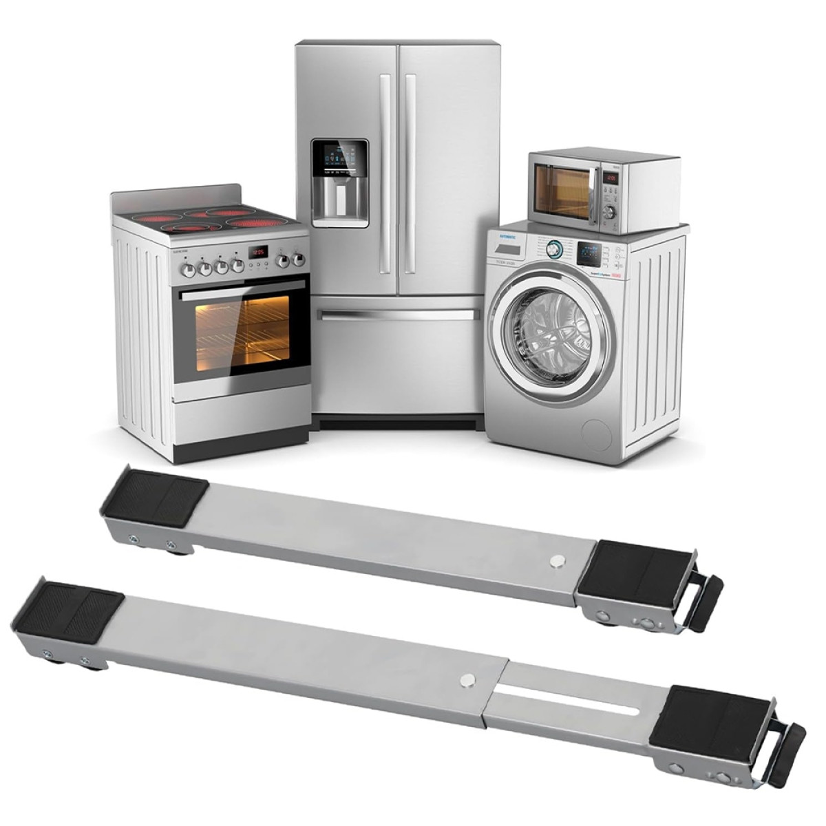 Suporte Universal de Alumínio De Base Com Rodinha Para Geladeira Fogão E Máquina De Lavar Lousa Base Carrinho