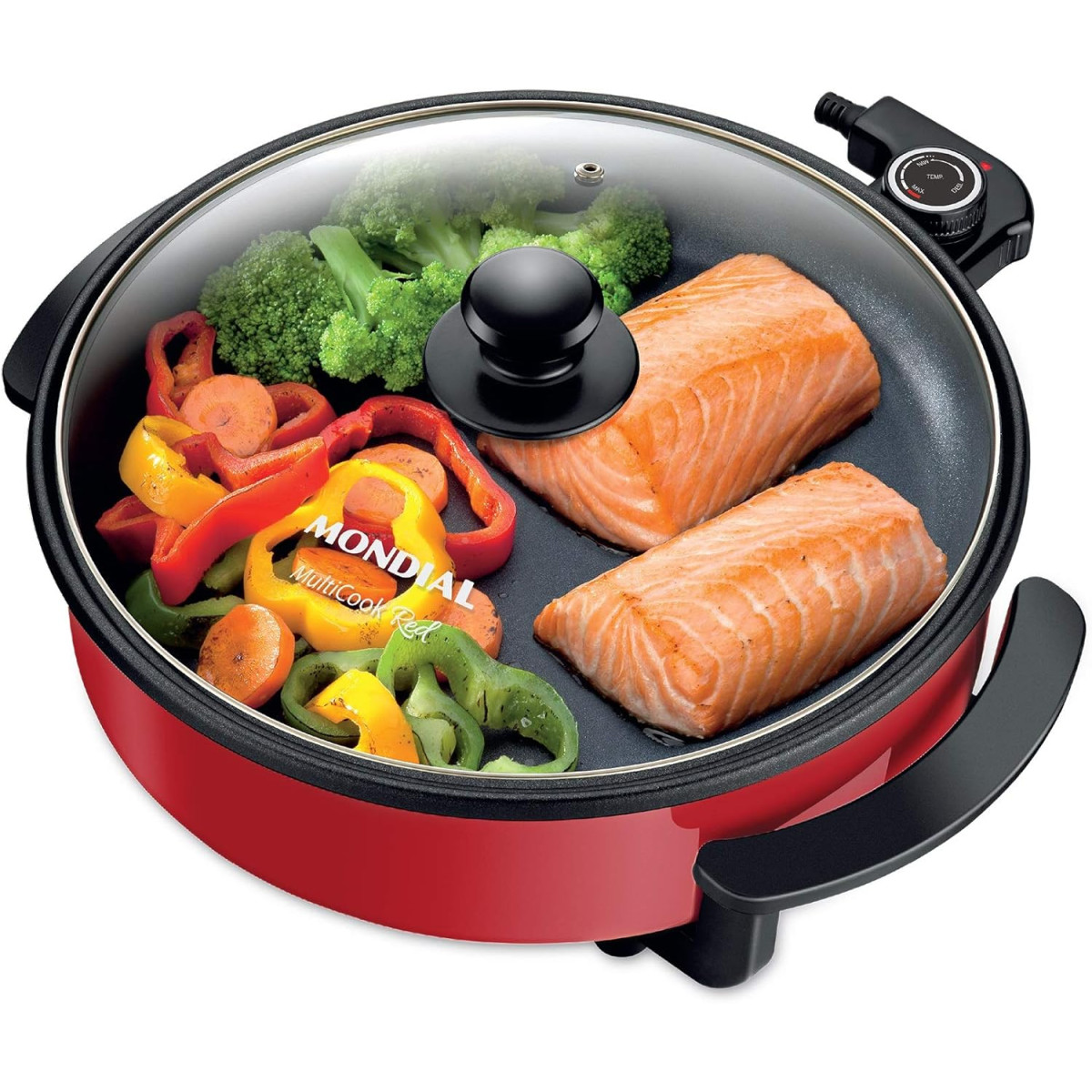 MONDIAL Panela Elétrica Redonda, Vermelho, 1200W, 220V - PE-28