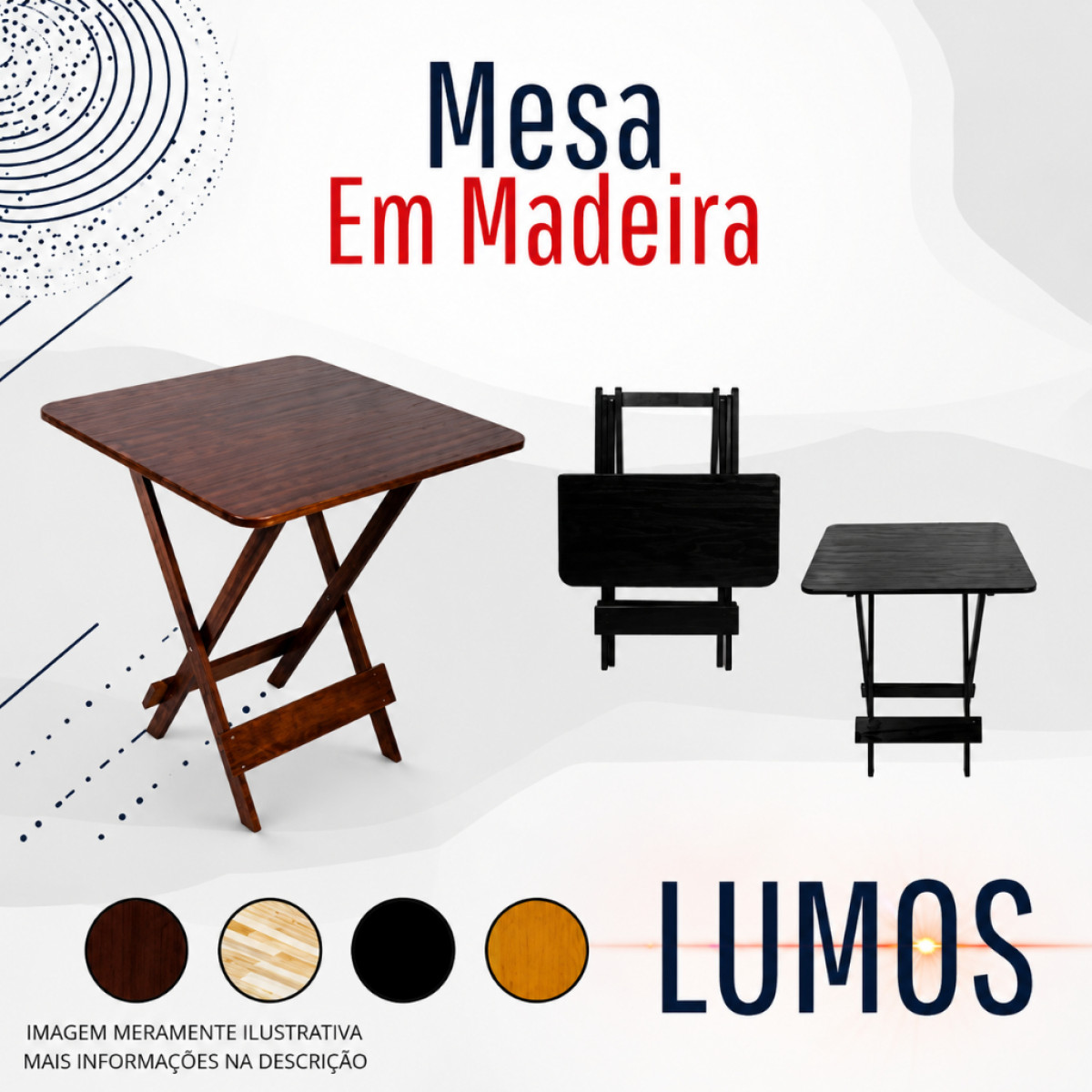 Mesa 70x70 Dobrável Madeira Maciça Bar Restaurante