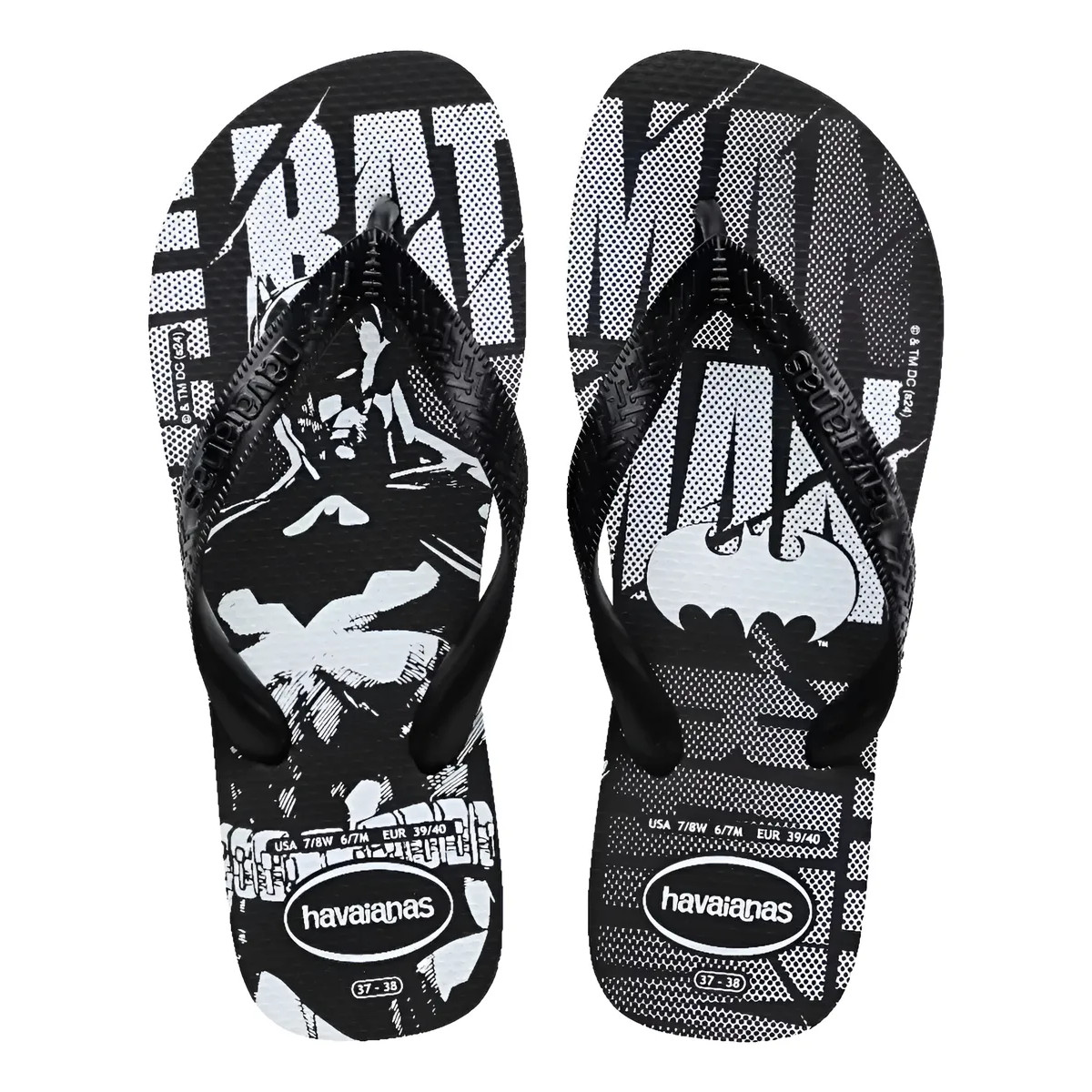 Chinelo Havaianas Top Batman Logomania Dc Preto Original