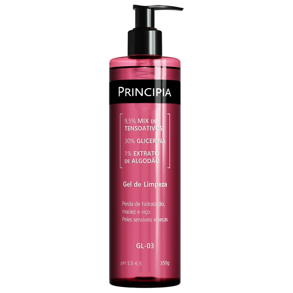 Gel de Limpeza Hidratante 9,5% Tensoativos + 30% Glicerina + 1% Extrato de Algodão Principia Skincare GL-03 com 350g