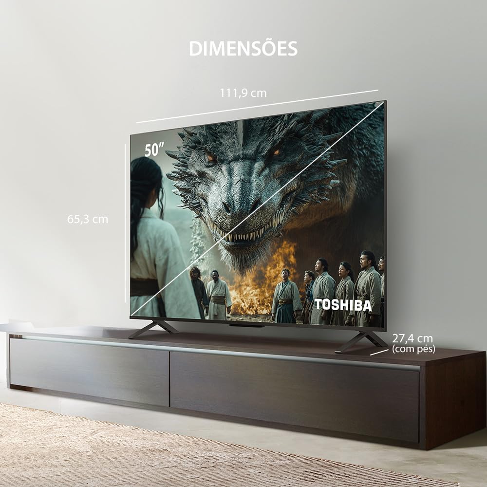 Smart TV QLED 50 4K Toshiba Google TV 3HDMI 2USB Wi-Fi