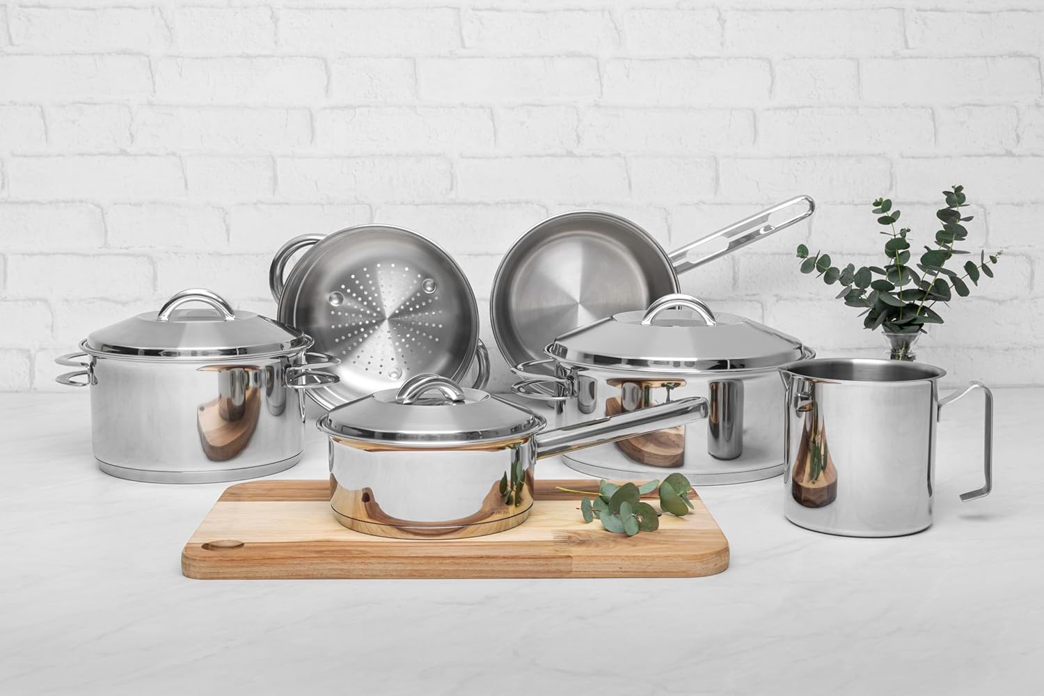 Jogo de Panelas Tramontina Solar em Aço Inox com Fundo Triplo e Tampas de Inox 6 Peças