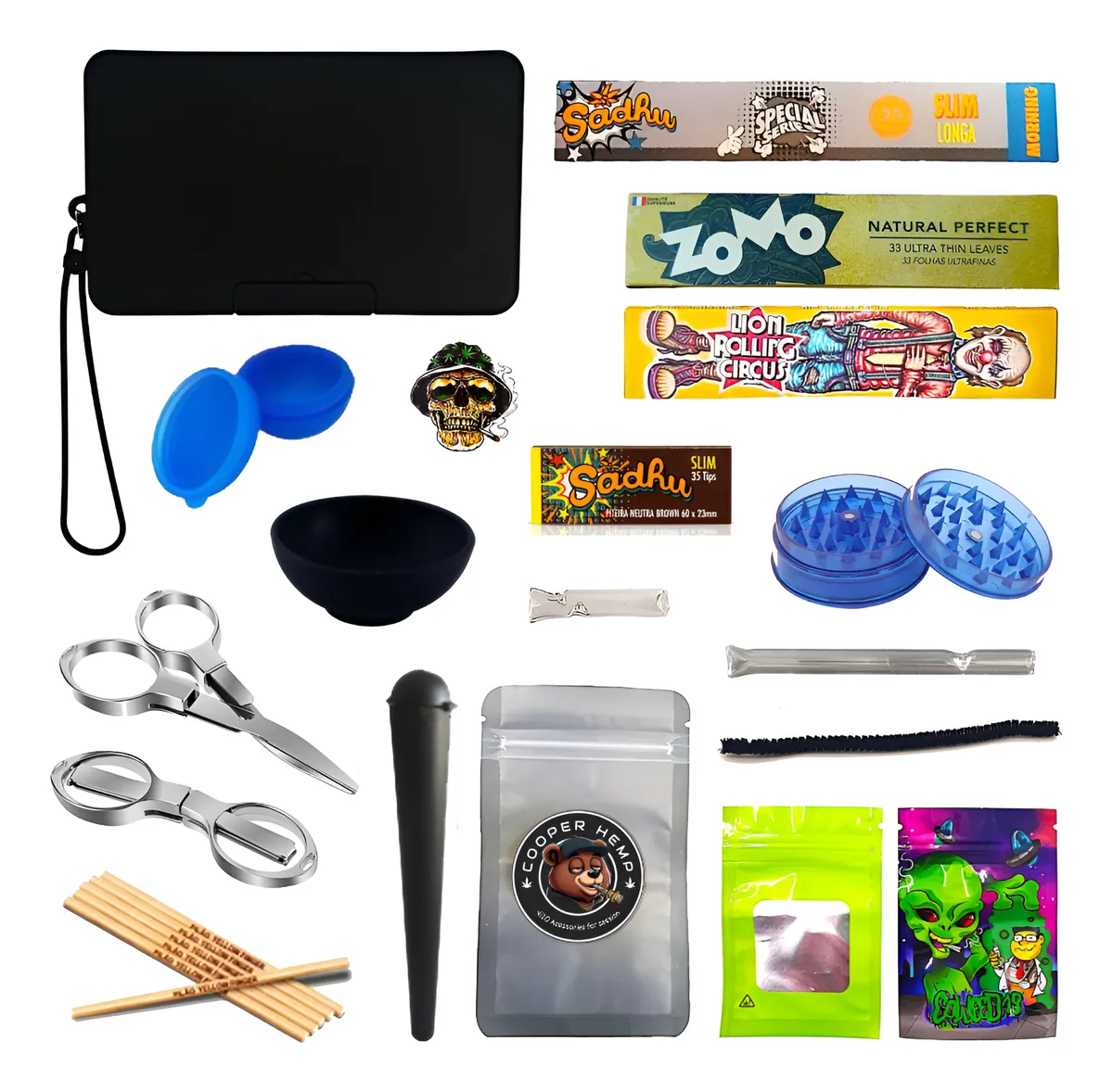 Kit Tabacaria Bag Case Smoking Fumo Seda Zomo Piteira Vidro