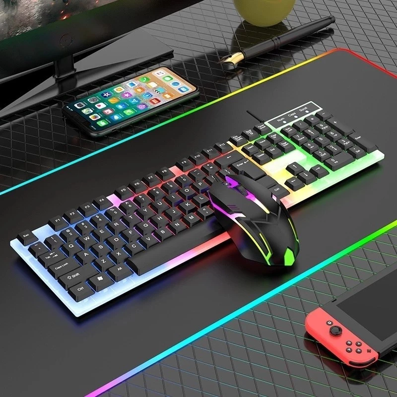 Kit teclado e mouse gamer mouse teclado Teclado Semi Mecânico + Mouse Gamer 3200dpi Rgb Led -H8