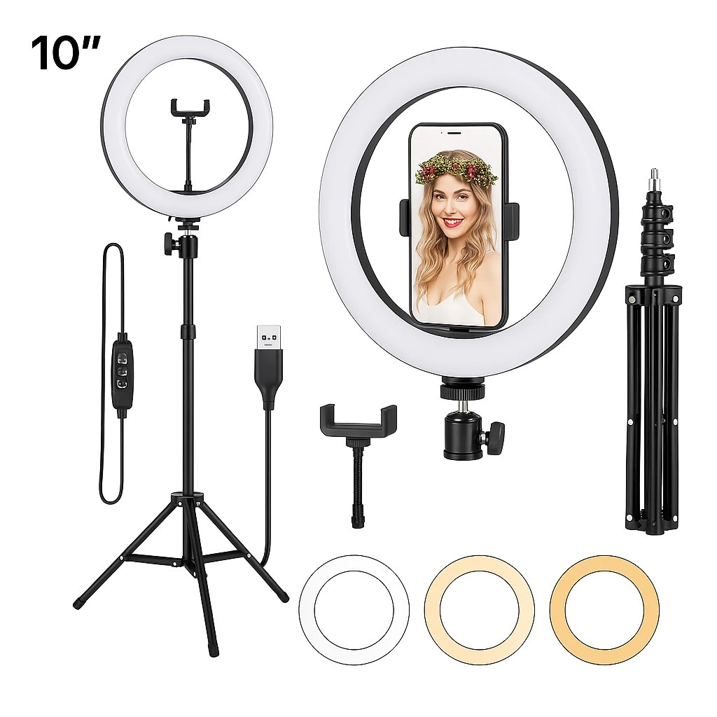 Ring Light Iluminador Anel Luz 10 Polegadas com Tripé Ajustavel Praticidade iluminador Ring Premium