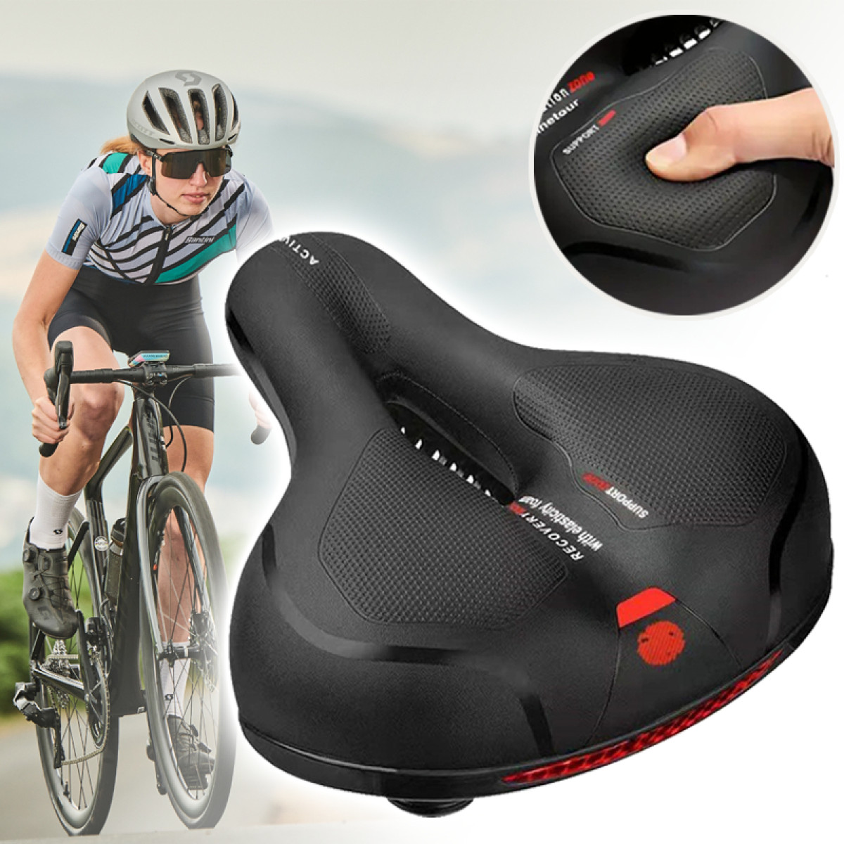 Banco de Bicicleta Confortável com Molas Adesivo Refletivo de Segurança Confortável Banco de Bike Selim