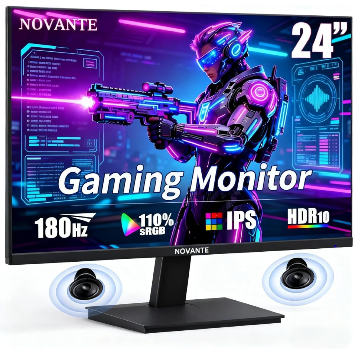 Monitor Gamer IPS 24 Polegadas, Full HD, 180Hz, 1ms, HDR400, G-SYNC, 250cd/m², Alto-falantes embutidos, Entradas HDMI/DisplayPort/USB/3.5mm