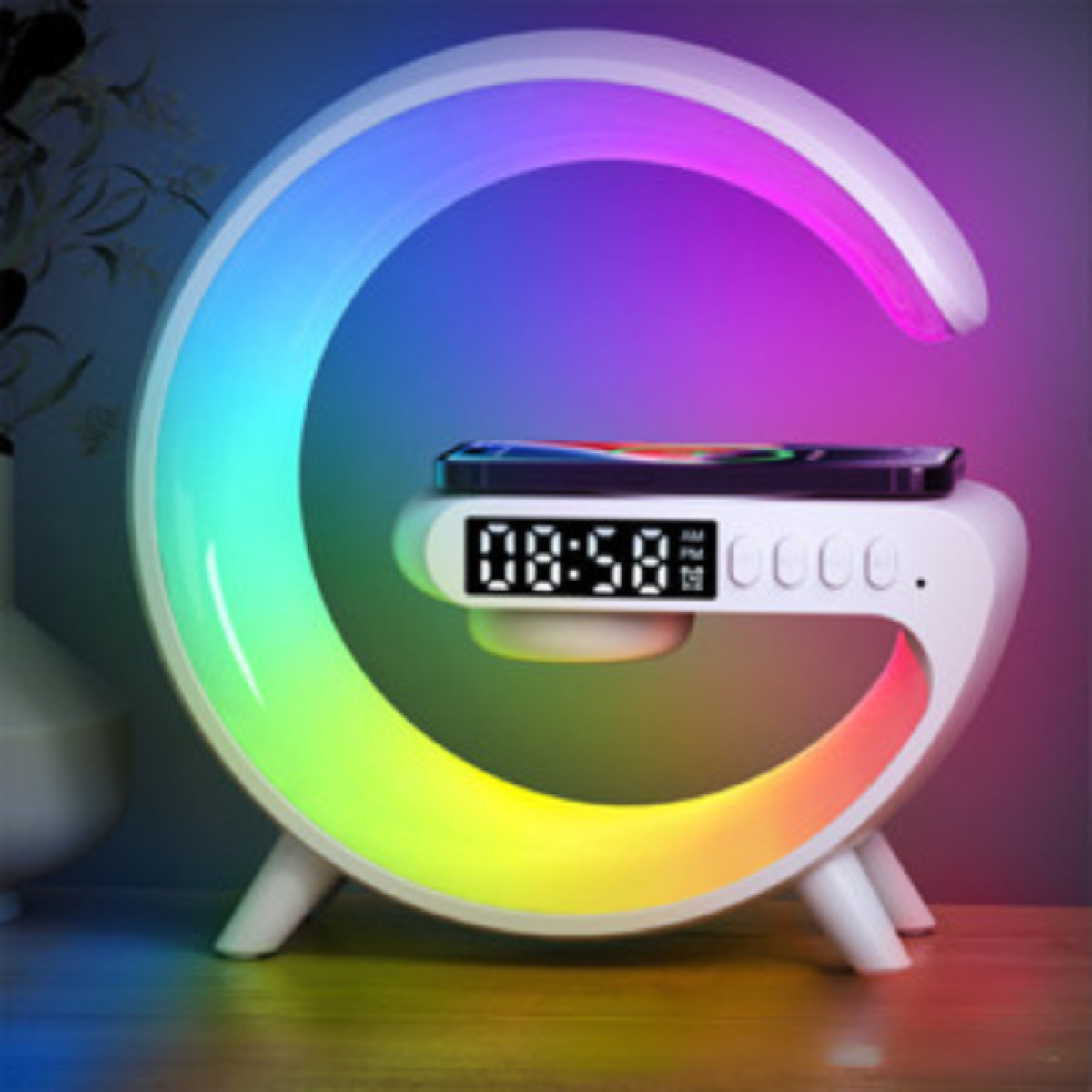 G-Speaker Smart Station Mini - Luminária Bluetooth Inteligente Carregador Sem Fio Alarme Luz RGB-SALE