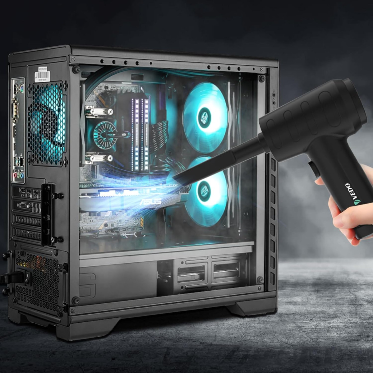 Soprador de ar e aspirador de pó portáteis 2 em 1 Espanador de ar comprimido 6000mAh Espanador sem fio para limpeza de teclado de computador 55000rpm