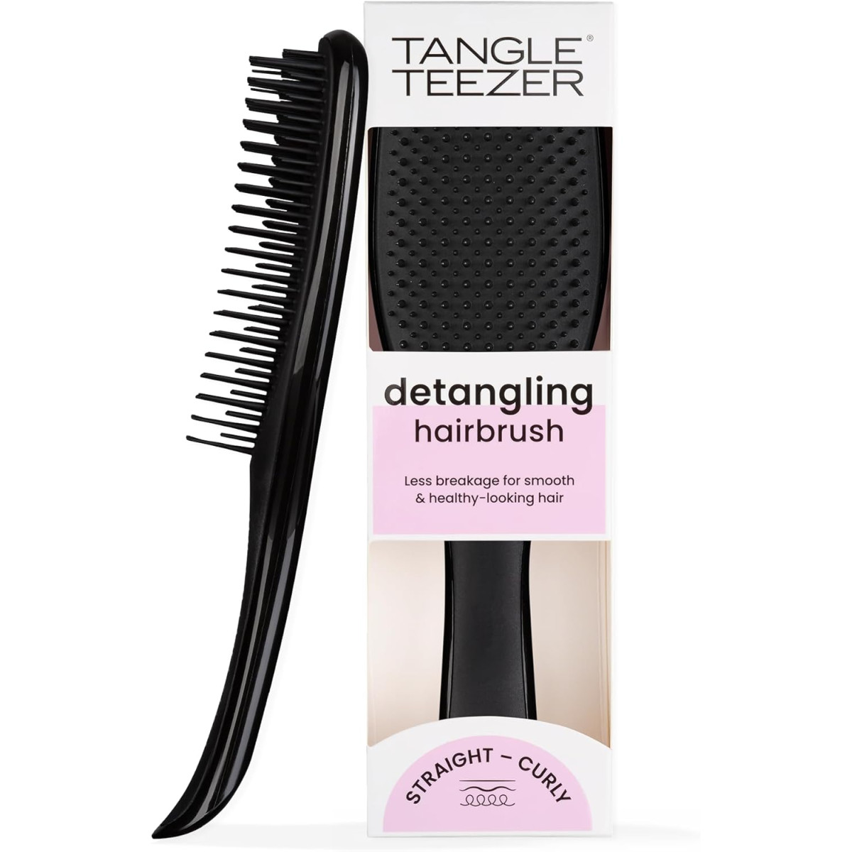 Tangle Teezer - Escova de cabelo desembaraçadora The Wet Detangler Black para todos os tipos de cabelo, seco e úmido. Cor: Preta