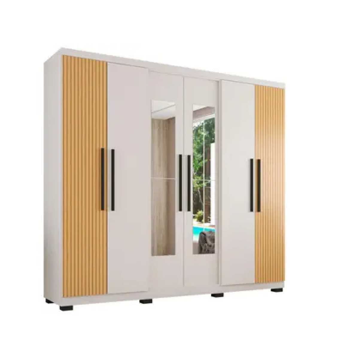 Guarda-roupa Casal com Espelho 6 Portas 4 Gavetas Araplac Braga