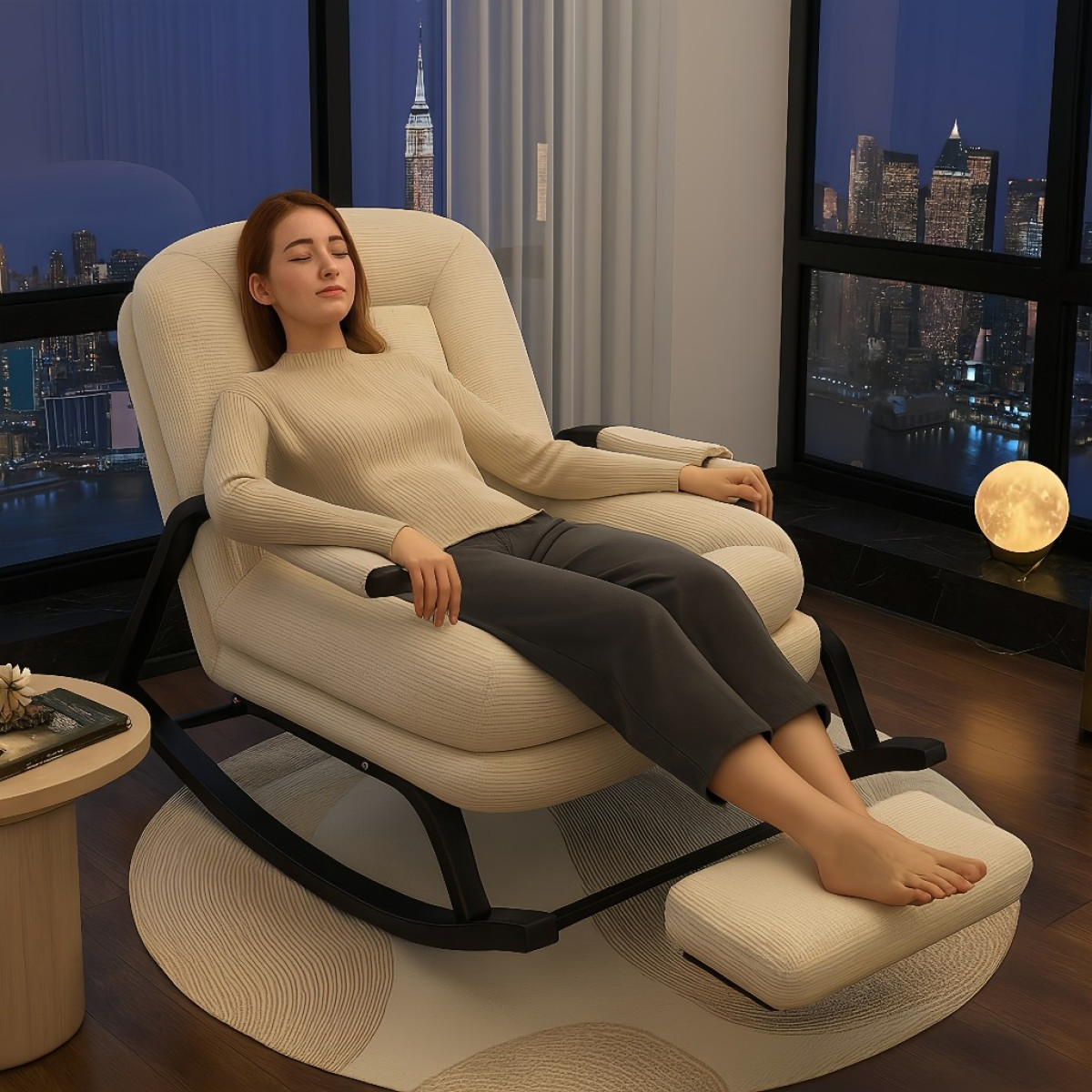 Cadeira de balanço Moderna ergonômica reclinável de cinco posicao suporta de carga de até 200 kg