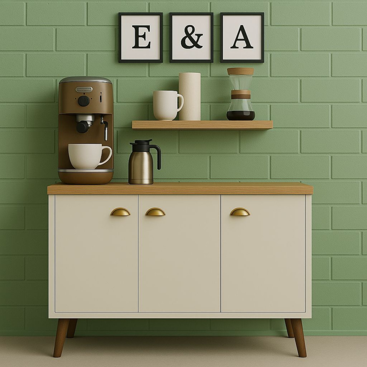 QUEIMA DE ESTOQUE - Aparador Buffet E&A 3 Portas com Pés Retro Cantinho Do Café