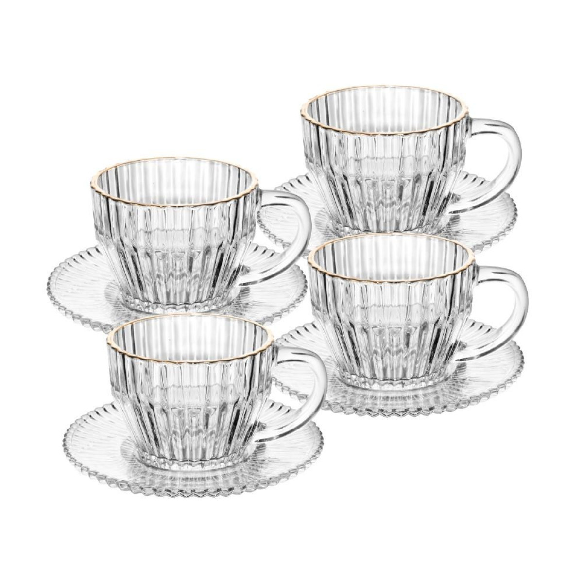 Kit 4 Xícaras de Café Wolff Imperatriz Cristal com Fio de Ouro Luxo Mesa